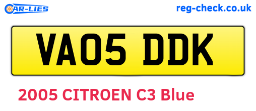 VA05DDK are the vehicle registration plates.