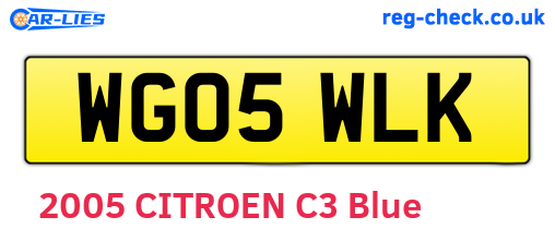 WG05WLK are the vehicle registration plates.