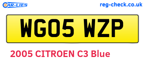WG05WZP are the vehicle registration plates.