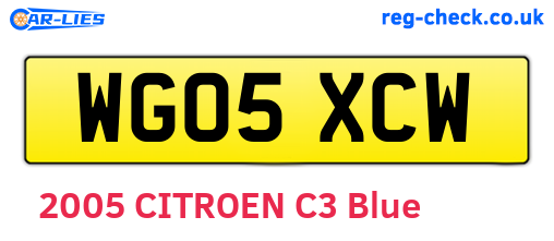 WG05XCW are the vehicle registration plates.