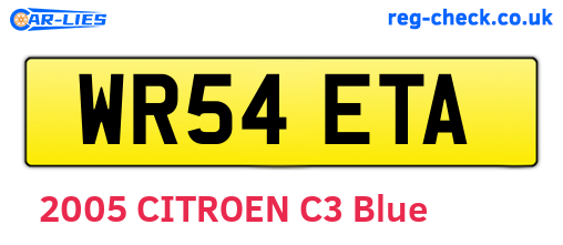 WR54ETA are the vehicle registration plates.