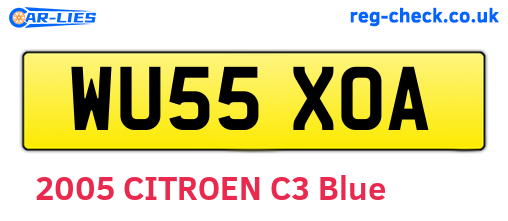 WU55XOA are the vehicle registration plates.
