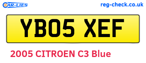 YB05XEF are the vehicle registration plates.