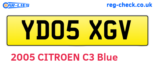 YD05XGV are the vehicle registration plates.
