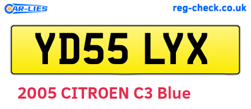 YD55LYX are the vehicle registration plates.