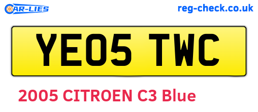 YE05TWC are the vehicle registration plates.