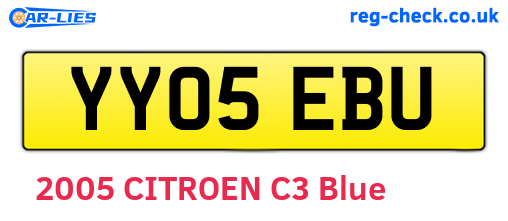 YY05EBU are the vehicle registration plates.