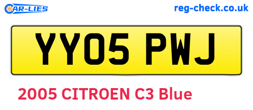 YY05PWJ are the vehicle registration plates.