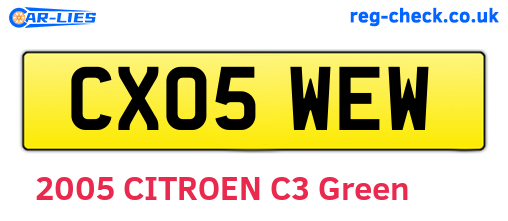 CX05WEW are the vehicle registration plates.