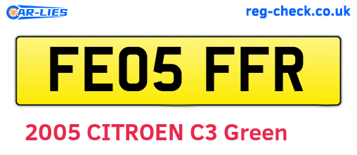 FE05FFR are the vehicle registration plates.