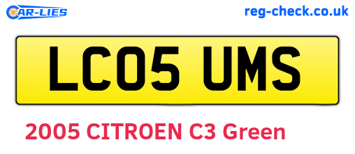 LC05UMS are the vehicle registration plates.