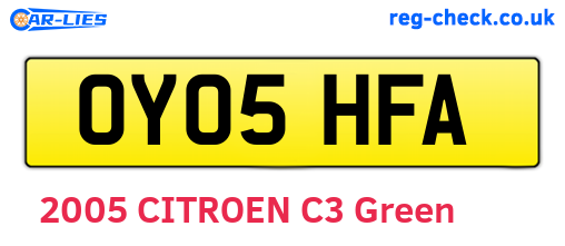 OY05HFA are the vehicle registration plates.