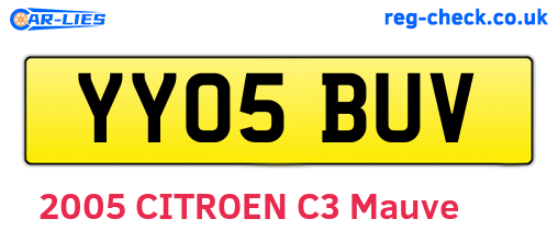 YY05BUV are the vehicle registration plates.