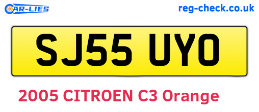 SJ55UYO are the vehicle registration plates.