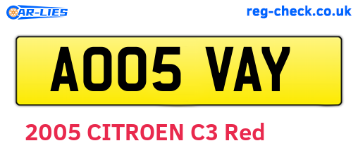 AO05VAY are the vehicle registration plates.