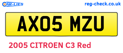 AX05MZU are the vehicle registration plates.