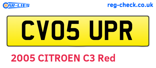 CV05UPR are the vehicle registration plates.