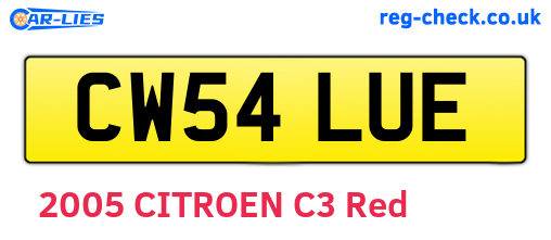CW54LUE are the vehicle registration plates.