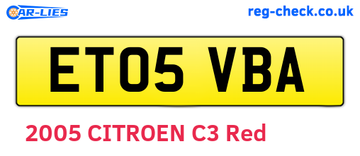 ET05VBA are the vehicle registration plates.