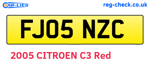 FJ05NZC are the vehicle registration plates.