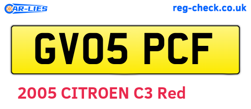 GV05PCF are the vehicle registration plates.