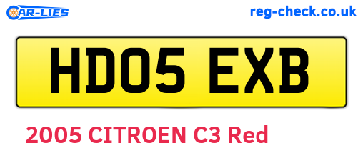 HD05EXB are the vehicle registration plates.