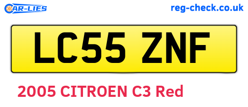 LC55ZNF are the vehicle registration plates.