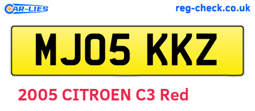 MJ05KKZ are the vehicle registration plates.