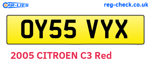 OY55VYX are the vehicle registration plates.