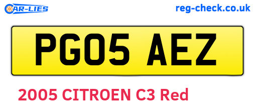 PG05AEZ are the vehicle registration plates.