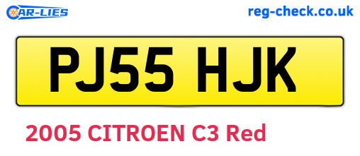 PJ55HJK are the vehicle registration plates.