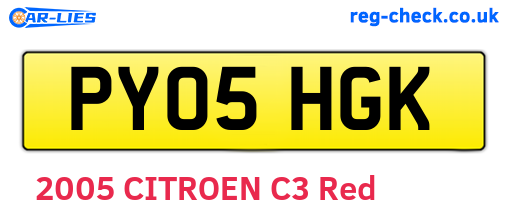 PY05HGK are the vehicle registration plates.