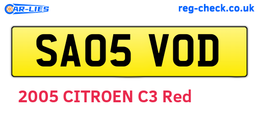 SA05VOD are the vehicle registration plates.