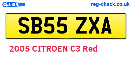 SB55ZXA are the vehicle registration plates.