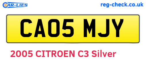 CA05MJY are the vehicle registration plates.