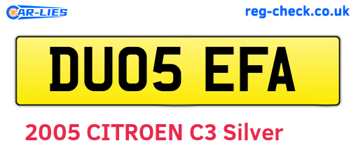 DU05EFA are the vehicle registration plates.