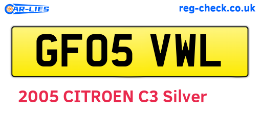 GF05VWL are the vehicle registration plates.