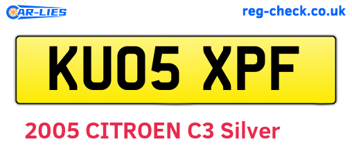 KU05XPF are the vehicle registration plates.