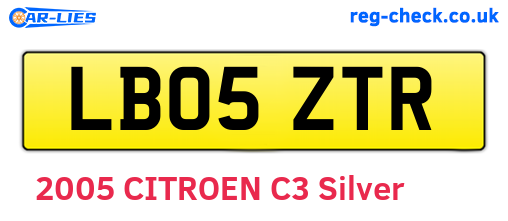 LB05ZTR are the vehicle registration plates.