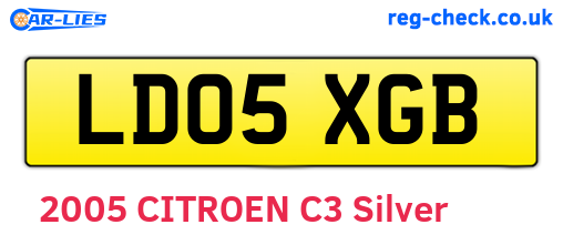 LD05XGB are the vehicle registration plates.
