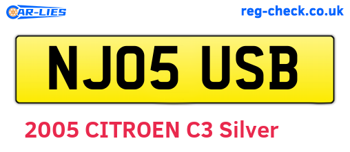 NJ05USB are the vehicle registration plates.