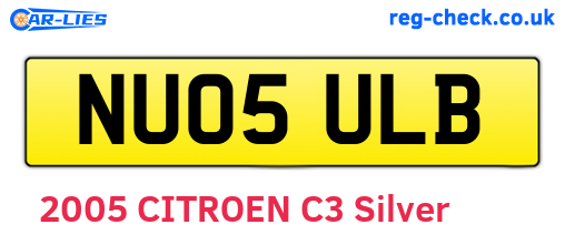 NU05ULB are the vehicle registration plates.