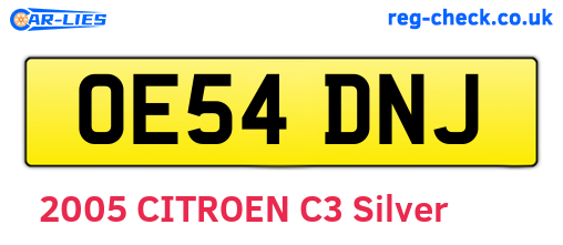 OE54DNJ are the vehicle registration plates.