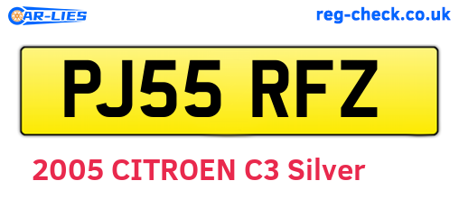 PJ55RFZ are the vehicle registration plates.