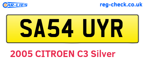 SA54UYR are the vehicle registration plates.