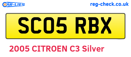 SC05RBX are the vehicle registration plates.