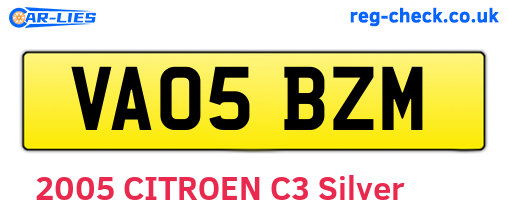 VA05BZM are the vehicle registration plates.