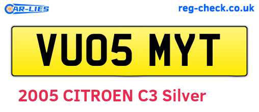 VU05MYT are the vehicle registration plates.