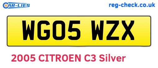 WG05WZX are the vehicle registration plates.