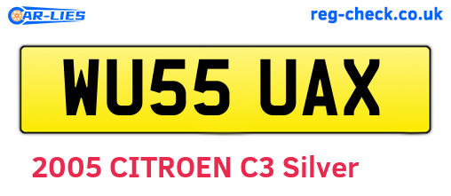 WU55UAX are the vehicle registration plates.